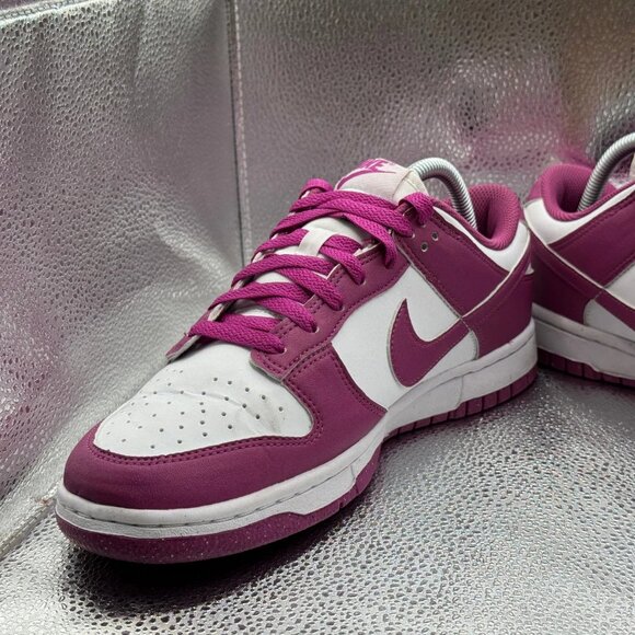 Size 9.5 Nike Dunk Low Womens Next Nature Hot Fuchsia Leather Sneaker DD1873-110 - Picture 3 of 11